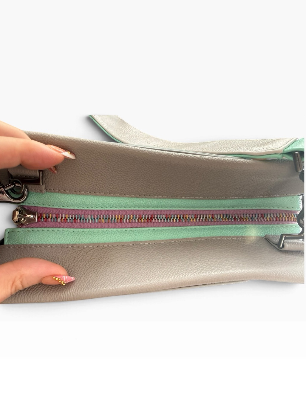Min & Mon Vali Small Lavender Leather Crossbody Eye Strap Bag & Card Case Set — image 5 of 8